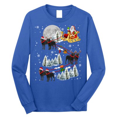 Santa Riding Reindeer Black Labrador Retriever Sleigh Xmas Gift Long Sleeve Shirt