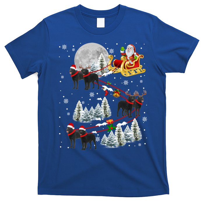 Santa Riding Reindeer Black Labrador Retriever Sleigh Xmas Gift T-Shirt