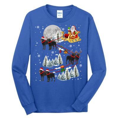 Santa Riding Reindeer Black Labrador Retriever Sleigh Xmas Gift Tall Long Sleeve T-Shirt