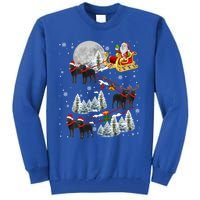 Santa Riding Reindeer Black Labrador Retriever Sleigh Xmas Gift Tall Sweatshirt