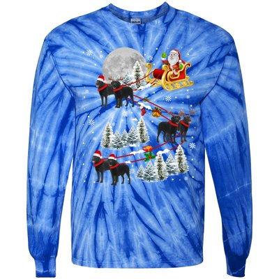 Santa Riding Reindeer Black Labrador Retriever Sleigh Xmas Gift Tie-Dye Long Sleeve Shirt