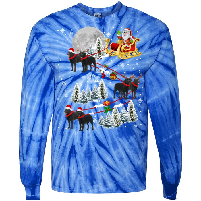 Santa Riding Reindeer Black Labrador Retriever Sleigh Xmas Gift Tie-Dye Long Sleeve Shirt