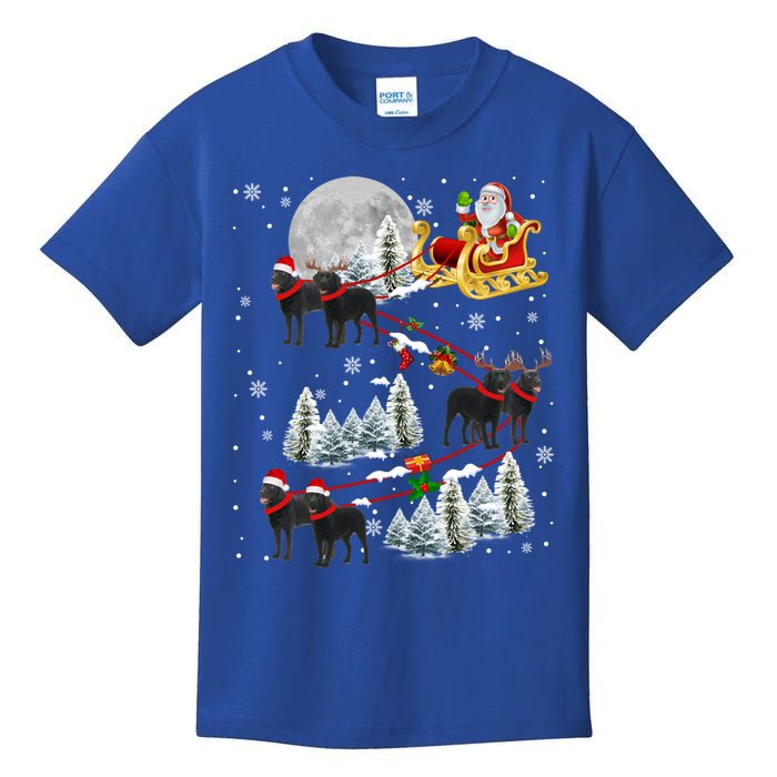 Santa Riding Reindeer Black Labrador Retriever Sleigh Xmas Gift Kids T-Shirt