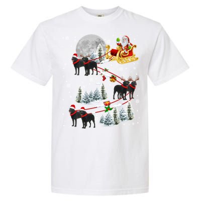 Santa Riding Reindeer Black Labrador Retriever Sleigh Xmas Gift Garment-Dyed Heavyweight T-Shirt