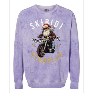 Skibid.I Rizzmas Retro Santa Hat Cool Bike Christmas Graphic Colorblast Crewneck Sweatshirt