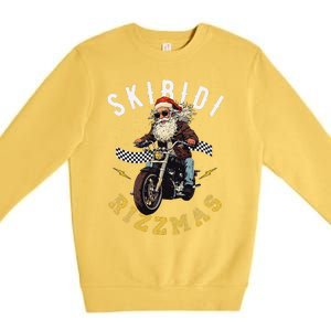 Skibid.I Rizzmas Retro Santa Hat Cool Bike Christmas Graphic Premium Crewneck Sweatshirt