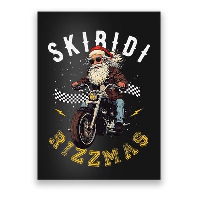 Skibid.I Rizzmas Retro Santa Hat Cool Bike Christmas Graphic Poster