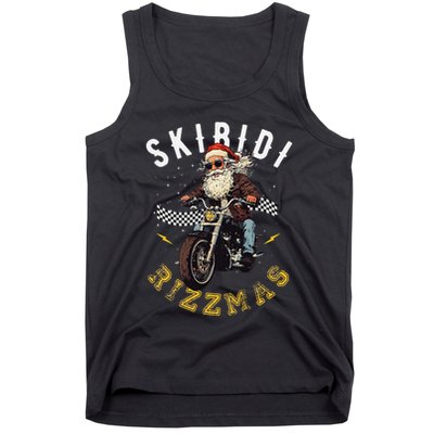 Skibid.I Rizzmas Retro Santa Hat Cool Bike Christmas Graphic Tank Top