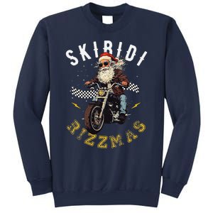 Skibid.I Rizzmas Retro Santa Hat Cool Bike Christmas Graphic Sweatshirt