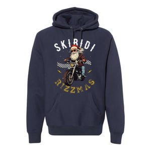 Skibid.I Rizzmas Retro Santa Hat Cool Bike Christmas Graphic Premium Hoodie