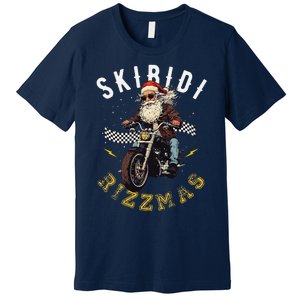 Skibid.I Rizzmas Retro Santa Hat Cool Bike Christmas Graphic Premium T-Shirt