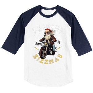 Skibid.I Rizzmas Retro Santa Hat Cool Bike Christmas Graphic Baseball Sleeve Shirt