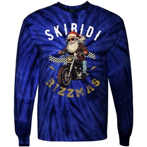 Skibid.I Rizzmas Retro Santa Hat Cool Bike Christmas Graphic Tie-Dye Long Sleeve Shirt