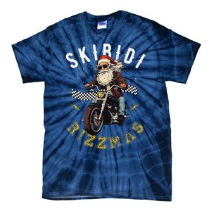 Skibid.I Rizzmas Retro Santa Hat Cool Bike Christmas Graphic Tie-Dye T-Shirt