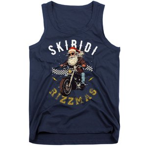 Skibid.I Rizzmas Retro Santa Hat Cool Bike Christmas Graphic Tank Top