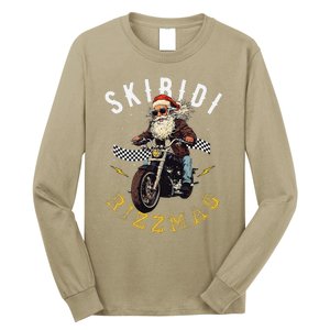 Skibid.I Rizzmas Retro Santa Hat Cool Bike Christmas Graphic Long Sleeve Shirt