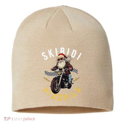 Skibid.I Rizzmas Retro Santa Hat Cool Bike Christmas Graphic Sustainable Beanie