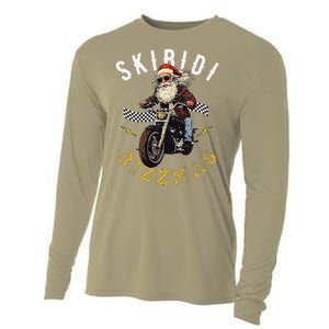 Skibid.I Rizzmas Retro Santa Hat Cool Bike Christmas Graphic Cooling Performance Long Sleeve Crew