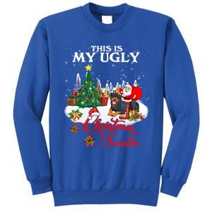 Santa Riding Rottweiler This Is My Ugly Christmas Sweater Funny Gift Sweatshirt