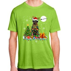 Santa Reindeer Rottweiler Christmas Tree Lights Dog Owner Gift Adult ChromaSoft Performance T-Shirt