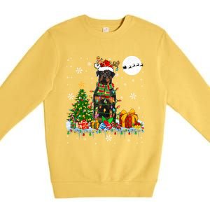 Santa Reindeer Rottweiler Christmas Tree Lights Dog Owner Gift Premium Crewneck Sweatshirt