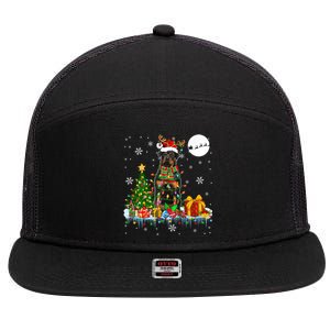 Santa Reindeer Rottweiler Christmas Tree Lights Dog Owner Gift 7 Panel Mesh Trucker Snapback Hat