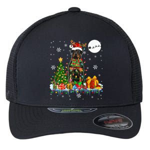 Santa Reindeer Rottweiler Christmas Tree Lights Dog Owner Gift Flexfit Unipanel Trucker Cap