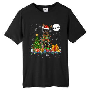 Santa Reindeer Rottweiler Christmas Tree Lights Dog Owner Gift Tall Fusion ChromaSoft Performance T-Shirt