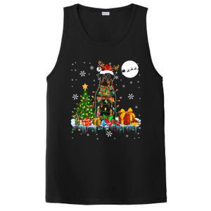 Santa Reindeer Rottweiler Christmas Tree Lights Dog Owner Gift PosiCharge Competitor Tank