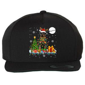 Santa Reindeer Rottweiler Christmas Tree Lights Dog Owner Gift Wool Snapback Cap