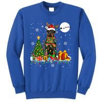 Santa Reindeer Rottweiler Christmas Tree Lights Dog Owner Gift Sweatshirt