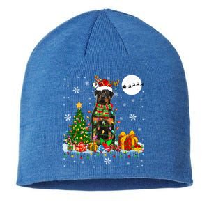 Santa Reindeer Rottweiler Christmas Tree Lights Dog Owner Gift Sustainable Beanie