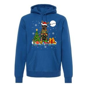 Santa Reindeer Rottweiler Christmas Tree Lights Dog Owner Gift Premium Hoodie