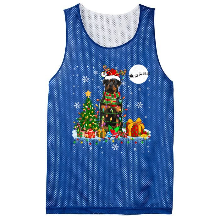 Santa Reindeer Rottweiler Christmas Tree Lights Dog Owner Gift Mesh Reversible Basketball Jersey Tank