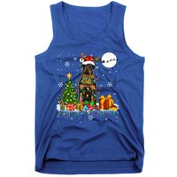 Santa Reindeer Rottweiler Christmas Tree Lights Dog Owner Gift Tank Top