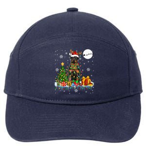 Santa Reindeer Rottweiler Christmas Tree Lights Dog Owner Gift 7-Panel Snapback Hat