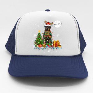 Santa Reindeer Rottweiler Christmas Tree Lights Dog Owner Gift Trucker Hat