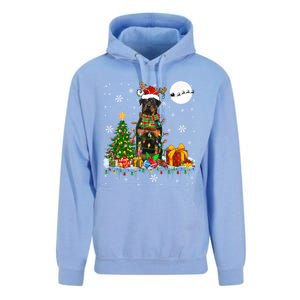 Santa Reindeer Rottweiler Christmas Tree Lights Dog Owner Gift Unisex Surf Hoodie