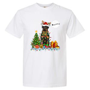 Santa Reindeer Rottweiler Christmas Tree Lights Dog Owner Gift Garment-Dyed Heavyweight T-Shirt