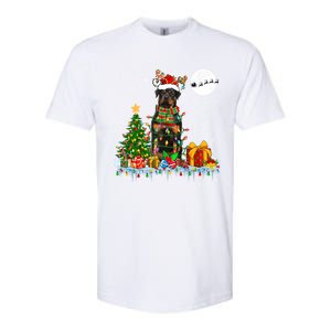 Santa Reindeer Rottweiler Christmas Tree Lights Dog Owner Gift Softstyle CVC T-Shirt