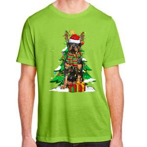 Santa Reindeer Rottweiler Dog Xmas Tree Lights Christmas Pjs Gift Adult ChromaSoft Performance T-Shirt