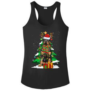 Santa Reindeer Rottweiler Dog Xmas Tree Lights Christmas Pjs Gift Ladies PosiCharge Competitor Racerback Tank