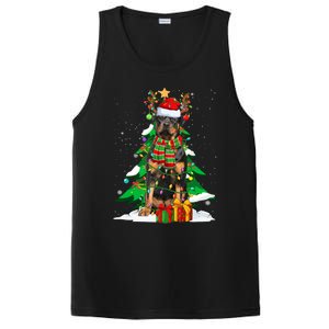 Santa Reindeer Rottweiler Dog Xmas Tree Lights Christmas Pjs Gift PosiCharge Competitor Tank