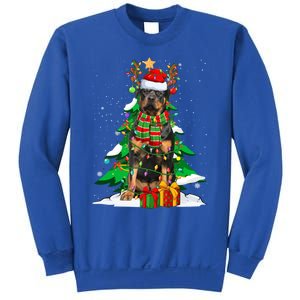 Santa Reindeer Rottweiler Dog Xmas Tree Lights Christmas Pjs Gift Sweatshirt