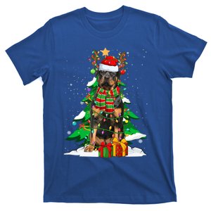 Santa Reindeer Rottweiler Dog Xmas Tree Lights Christmas Pjs Gift T-Shirt