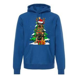 Santa Reindeer Rottweiler Dog Xmas Tree Lights Christmas Pjs Gift Premium Hoodie