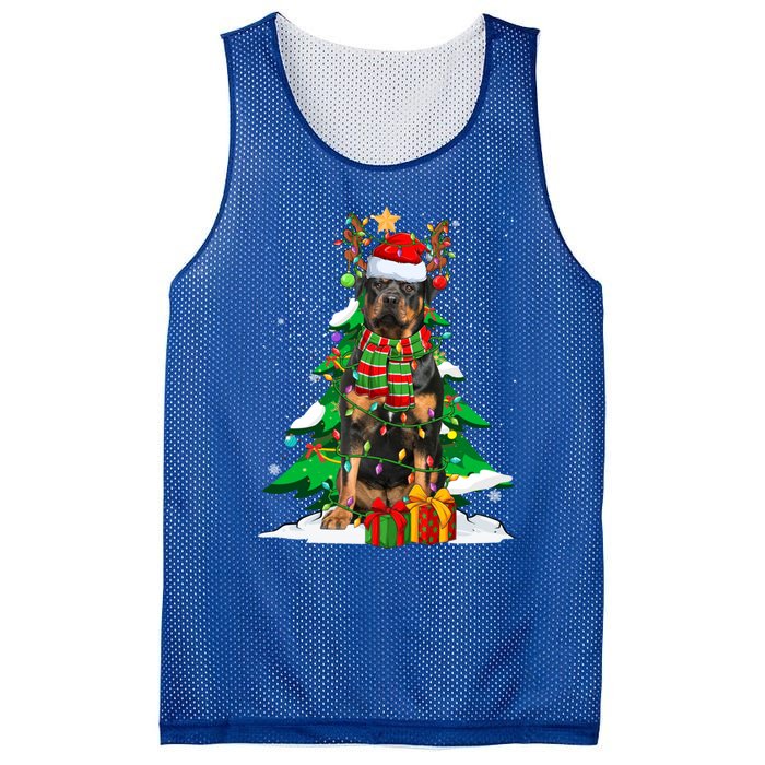 Santa Reindeer Rottweiler Dog Xmas Tree Lights Christmas Pjs Gift Mesh Reversible Basketball Jersey Tank