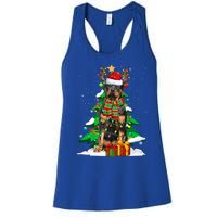 Santa Reindeer Rottweiler Dog Xmas Tree Lights Christmas Pjs Gift Women's Racerback Tank