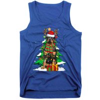 Santa Reindeer Rottweiler Dog Xmas Tree Lights Christmas Pjs Gift Tank Top