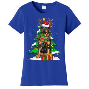 Santa Reindeer Rottweiler Dog Xmas Tree Lights Christmas Pjs Gift Women's T-Shirt